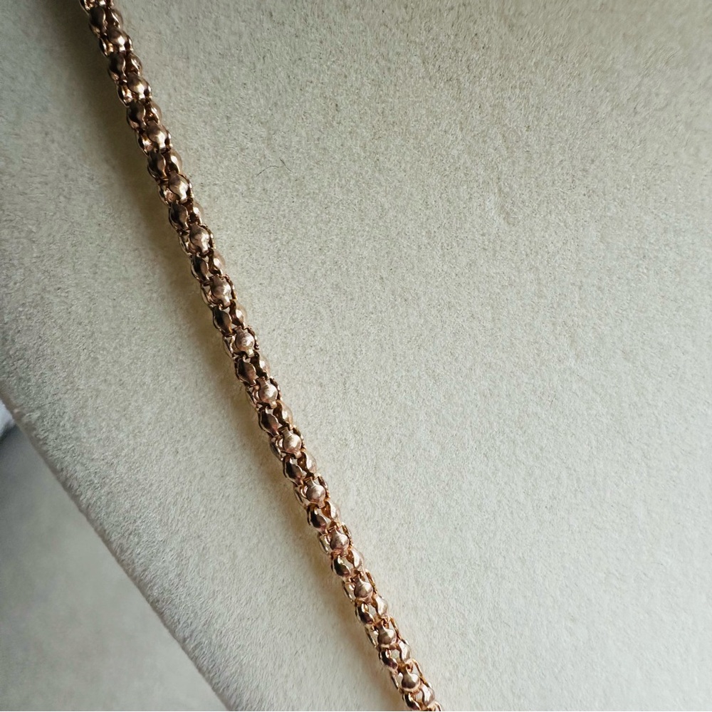 Rose Gold Tone Popcorn Chain Necklace | Classic Long Layering Chain 28” - Picture 3 of 8